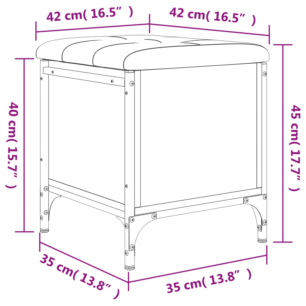 Sitzbank mit Stauraum Grau Sonoma 42x42x45 cm Holzwerkstoff - Pazzar.ch