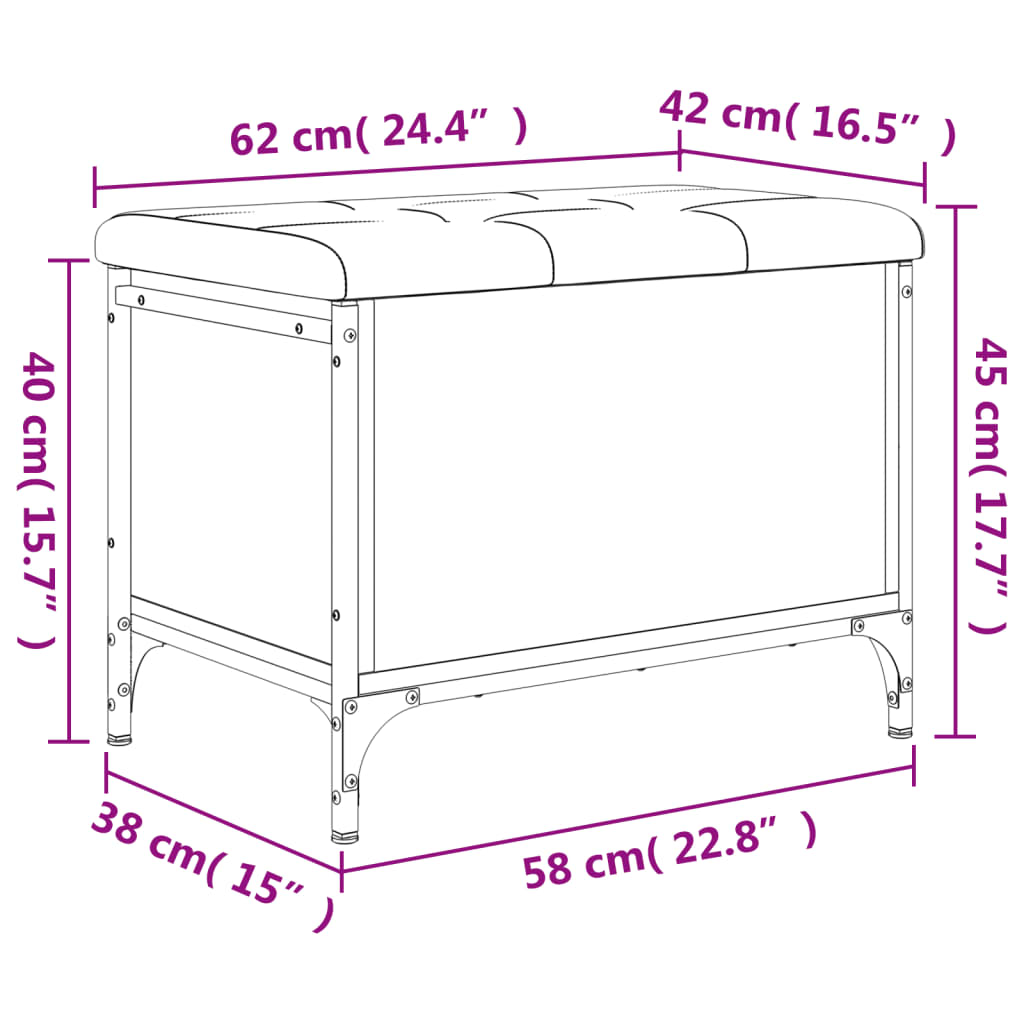 Sitzbank mit Stauraum Schwarz 62x42x45 cm Holzwerkstoff - Pazzar.ch