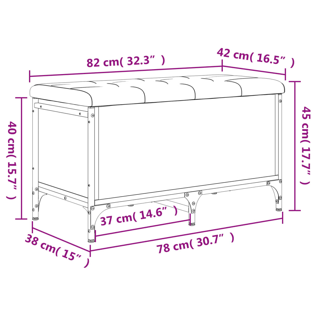 Sitzbank mit Stauraum Grau Sonoma 82x42x45 cm Holzwerkstoff - Pazzar.ch