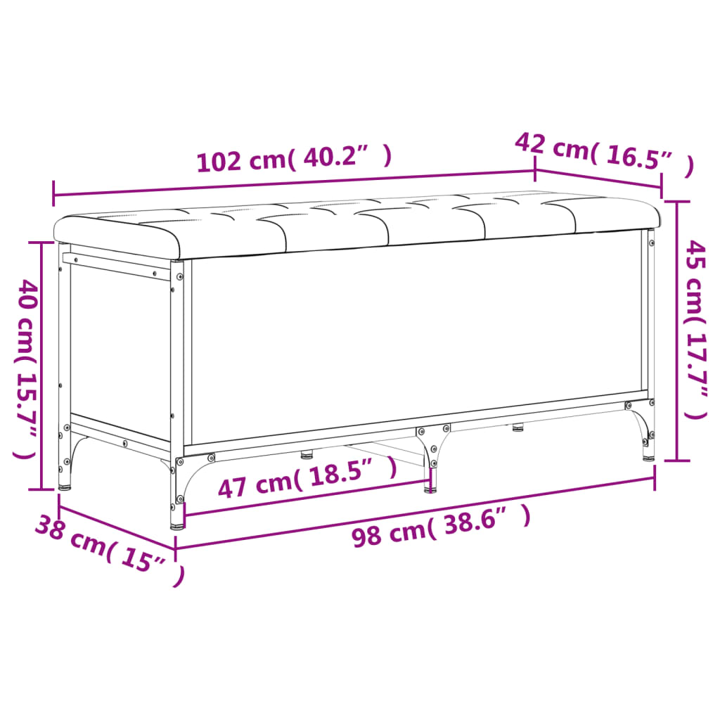 Sitzbank mit Stauraum Schwarz 102x42x45 cm Holzwerkstoff - Pazzar.ch