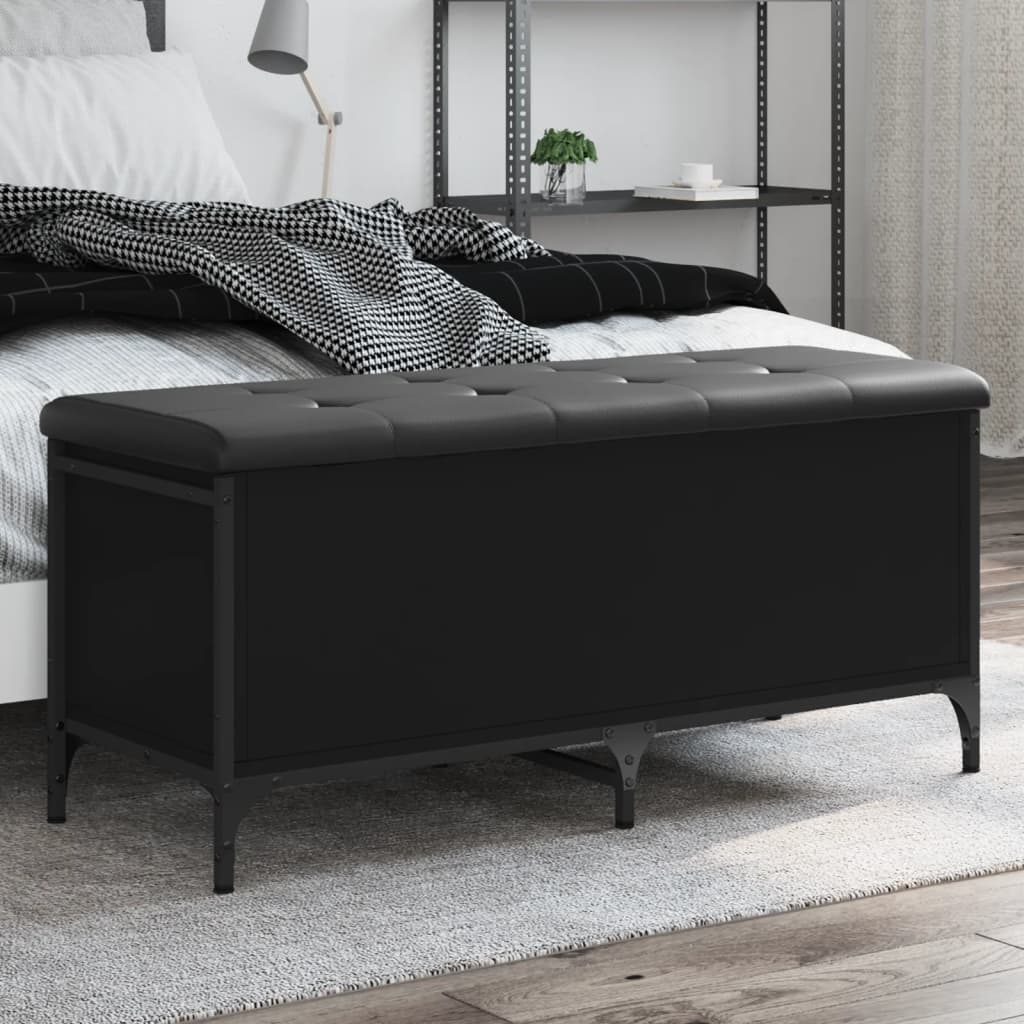 Sitzbank mit Stauraum Schwarz 102x42x45 cm Holzwerkstoff - Pazzar.ch