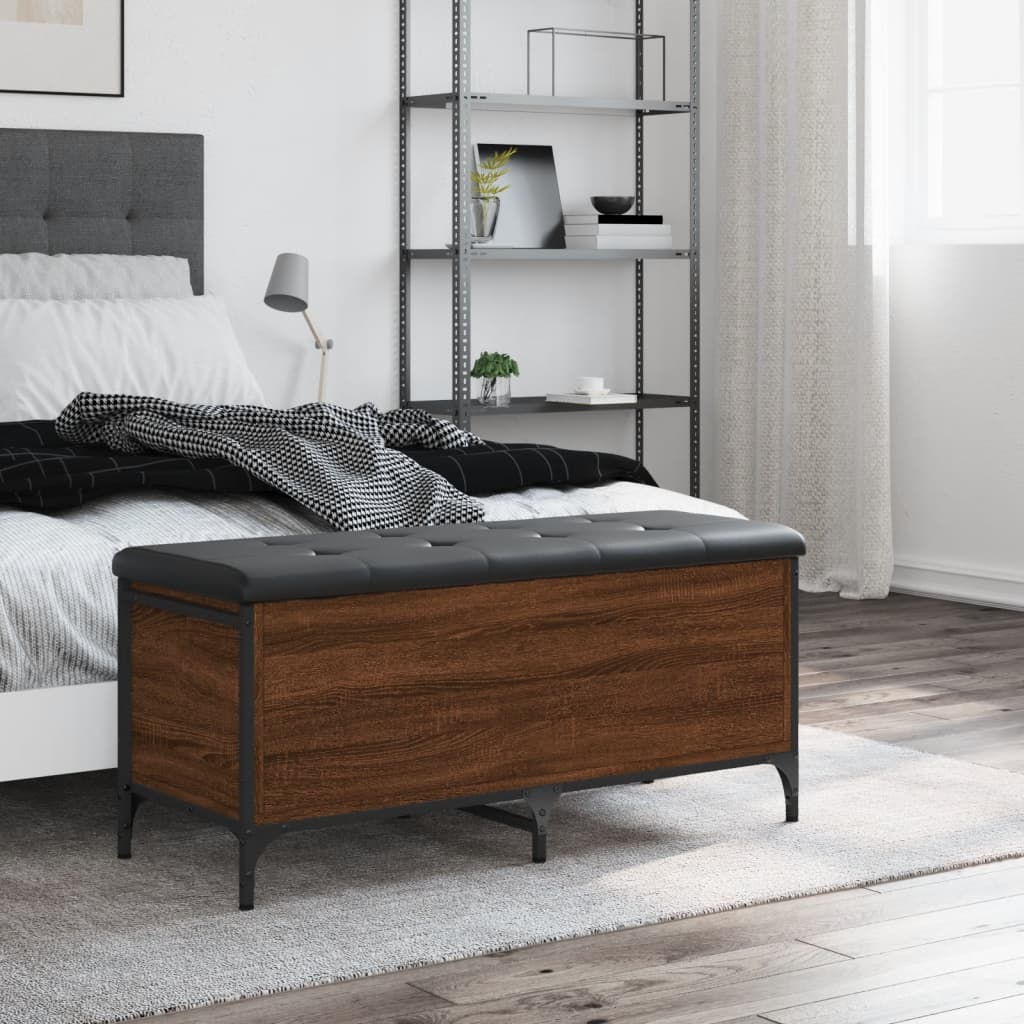 Sitzbank mit Stauraum Braun Eiche 102x42x45 cm Holzwerkstoff - Pazzar.ch