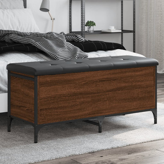 Sitzbank mit Stauraum Braun Eiche 102x42x45 cm Holzwerkstoff - Pazzar.ch