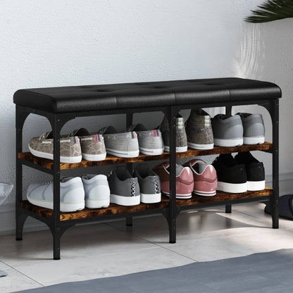 Schuhbank Räuchereiche 82x32x47 cm Holzwerkstoff - Pazzar.ch
