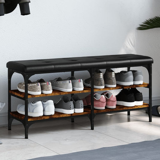Schuhbank Räuchereiche 102x32x47 cm Holzwerkstoff - Pazzar.ch
