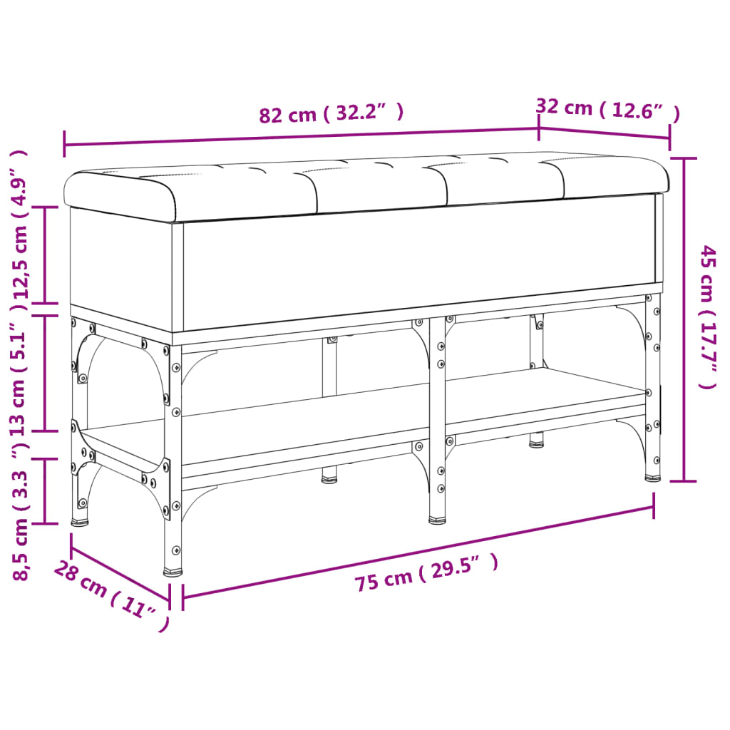Schuhbank Räuchereiche 82x32x45 cm Holzwerkstoff - Pazzar.ch