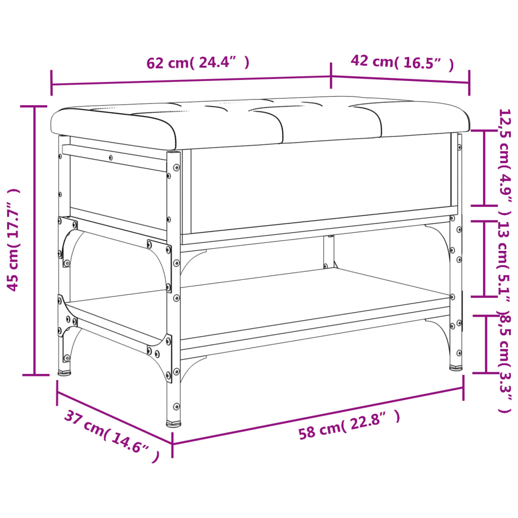 Schuhbank Schwarz 62x42x45 cm Holzwerkstoff - Pazzar.ch