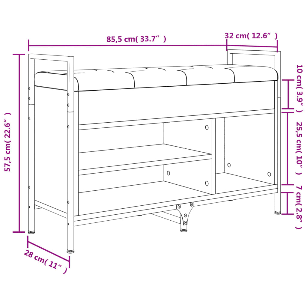 Schuhbank Grau Sonoma 85,5x32x57,5 cm Holzwerkstoff - Pazzar.ch