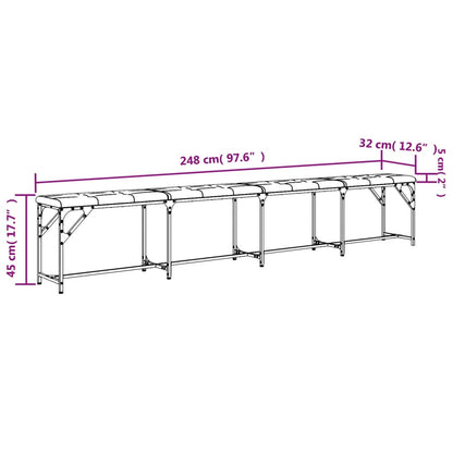 Essbank Dunkelgrau 248x32x45 cm Stahl und Stoff - Pazzar.ch