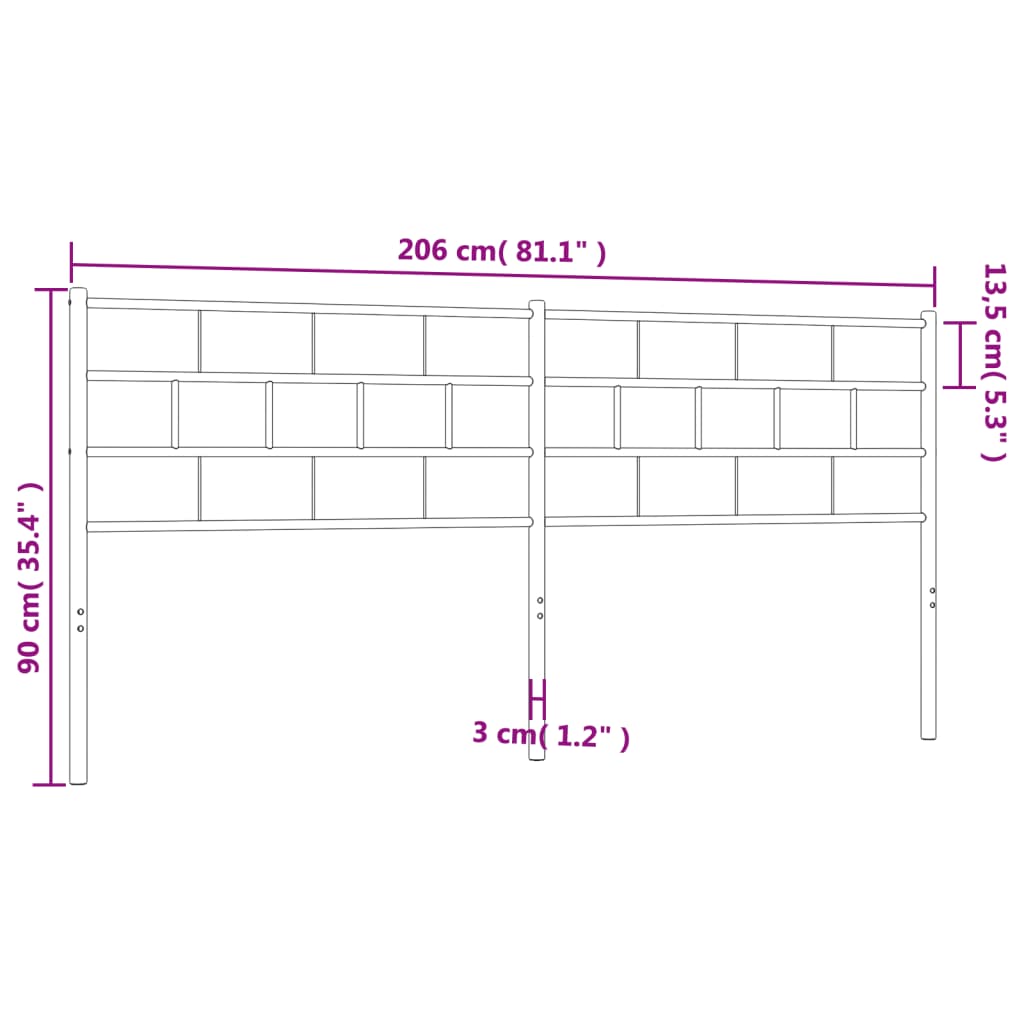 Kopfteil Metall Schwarz 200 cm - Pazzar.ch
