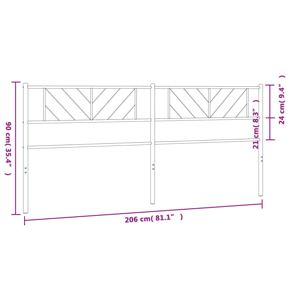 Kopfteil Metall Schwarz 200 cm - Pazzar.ch