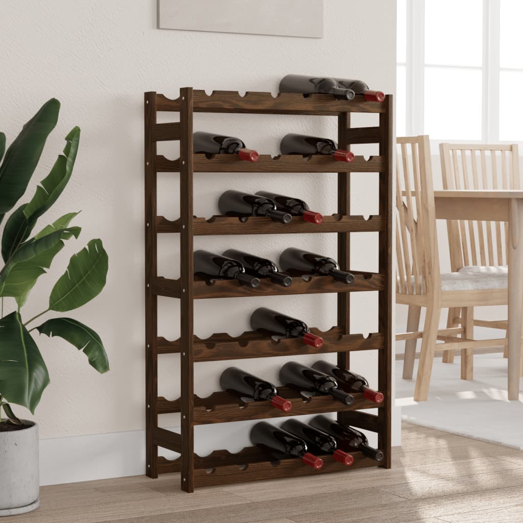 Weinregal für 42 Flaschen Braun Massivholz Kiefer - Pazzar.ch