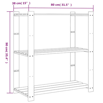 Lagerregal mit 3 Böden Braun 80x38x90 cm Massivholz Kiefer - Pazzar.ch