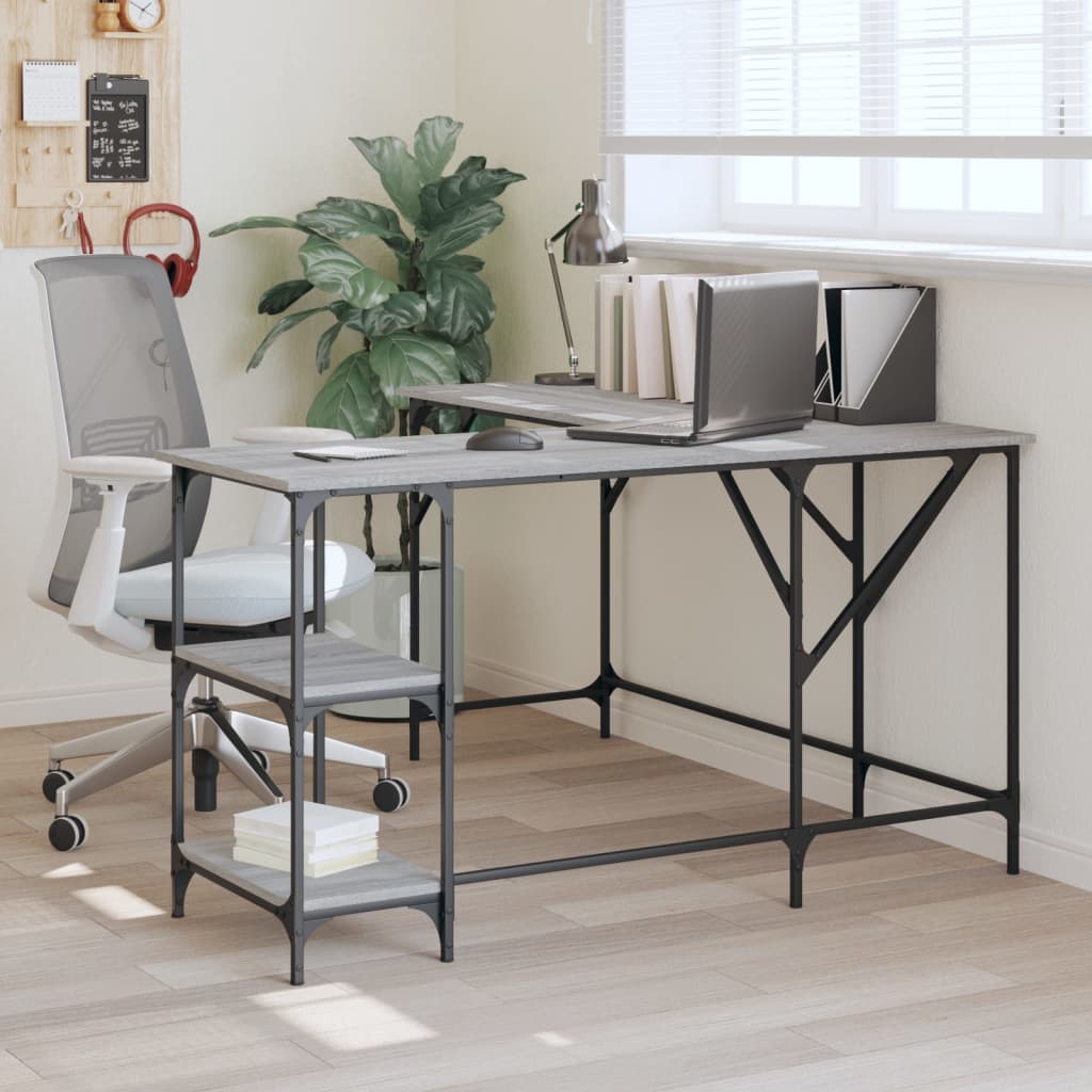 Schreibtisch Grau Sonoma 139x139x75 cm Holzwerkstoff - Pazzar.ch