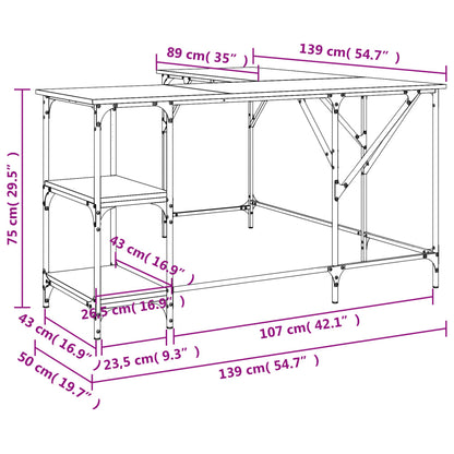Schreibtisch Braun Eichen-Optik 139x139x75 cm Holzwerkstoff - Pazzar.ch