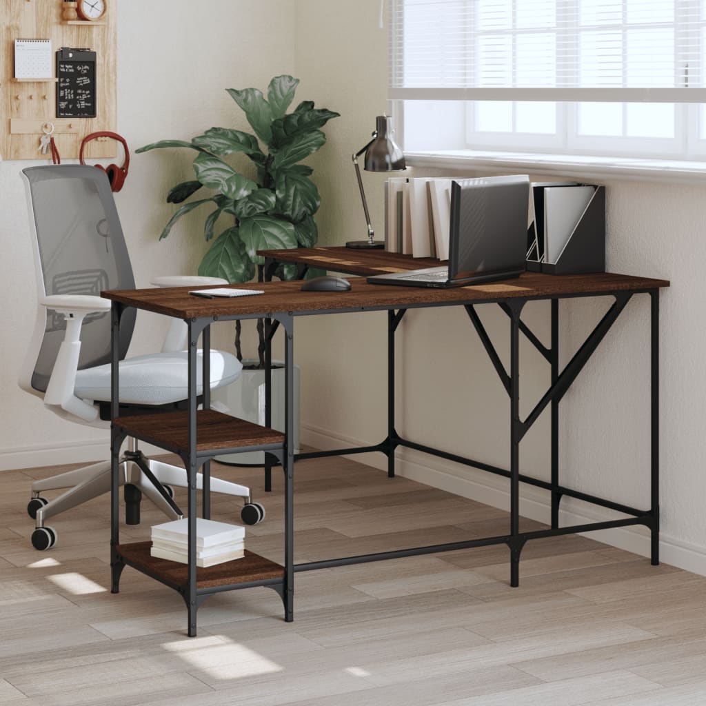 Schreibtisch Braun Eichen-Optik 139x139x75 cm Holzwerkstoff - Pazzar.ch
