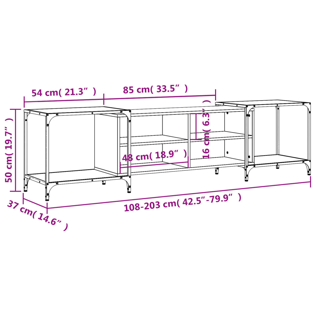 TV-Schrank Sonoma-Eiche 203x37x50 cm Holzwerkstoff - Pazzar.ch
