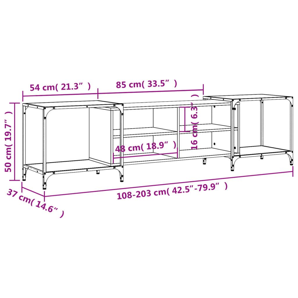 TV-Schrank Räuchereiche 203x37x50 cm Holzwerkstoff - Pazzar.ch