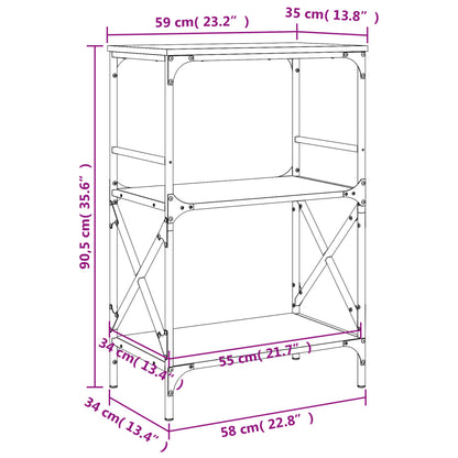 Bücherregal 3 Böden Grau Sonoma 59x35x90,5 cm Holzwerkstoff - Pazzar.ch