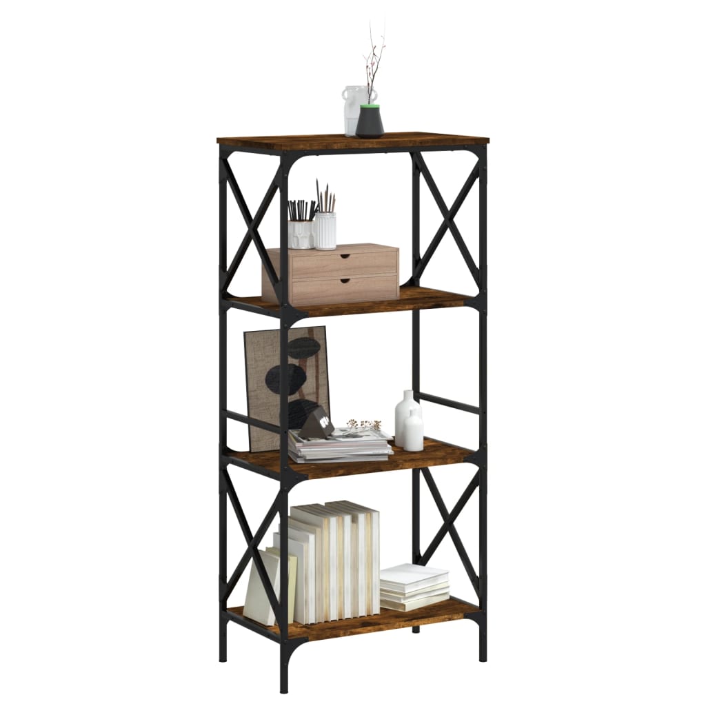 Bücherregal 4 Böden Räuchereiche 59x35x132 cm Holzwerkstoff - Pazzar.ch