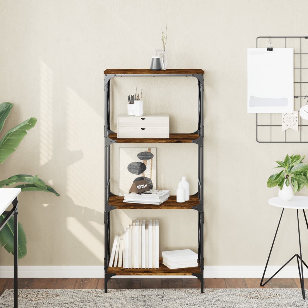 Bücherregal 4 Böden Räuchereiche 59x35x132 cm Holzwerkstoff - Pazzar.ch
