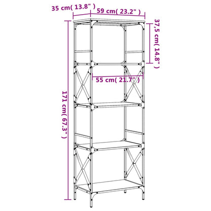 Bücherregal 5 Böden Schwarz 59x35x171 cm Holzwerkstoff - Pazzar.ch