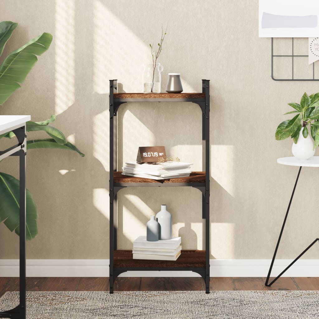 Bücherregal 3 Böden Braun Eichen-Optik 40x30x86cm Holzwerkstoff - Pazzar.ch