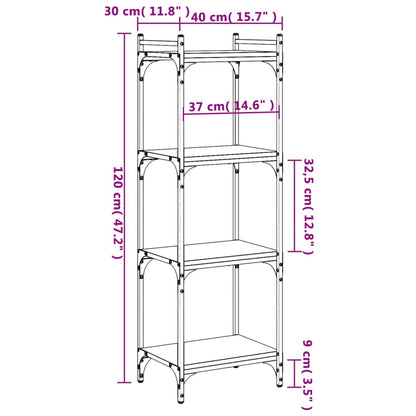 Bücherregal 4 Böden Schwarz 40x30x120 cm Holzwerkstoff - Pazzar.ch
