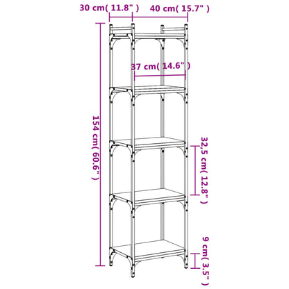 Bücherregal 5 Böden Grau Sonoma 40x30x154 cm Holzwerkstoff - Pazzar.ch