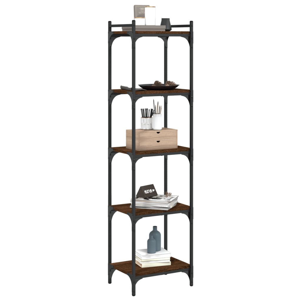 Bücherregal 5 Böden Braun Eiche-Optik 40x30x154cm Holzwerkstoff - Pazzar.ch