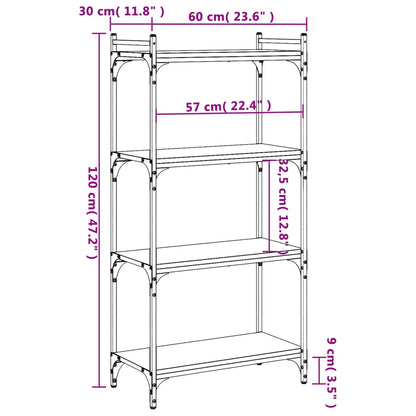 Bücherregal 4 Böden Grau Sonoma 60x30x120 cm Holzwerkstoff - Pazzar.ch