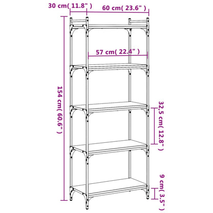 Bücherregal 5 Böden Schwarz 60x30x154 cm Holzwerkstoff - Pazzar.ch