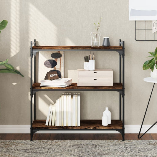 Bücherregal 3 Böden Räuchereiche 80x30x86 cm Holzwerkstoff - Pazzar.ch