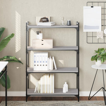 Bücherregal 4 Böden Grau Sonoma 80x30x120 cm Holzwerkstoff - Pazzar.ch