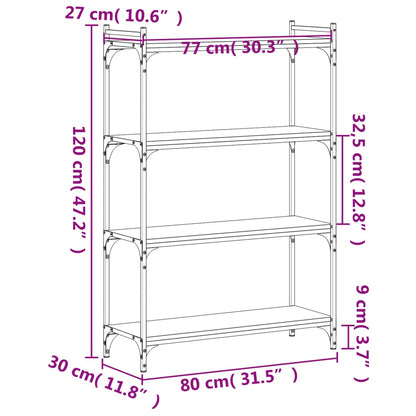 Bücherregal 4 Böden Braun Eiche-Optik 80x30x120cm Holzwerkstoff - Pazzar.ch