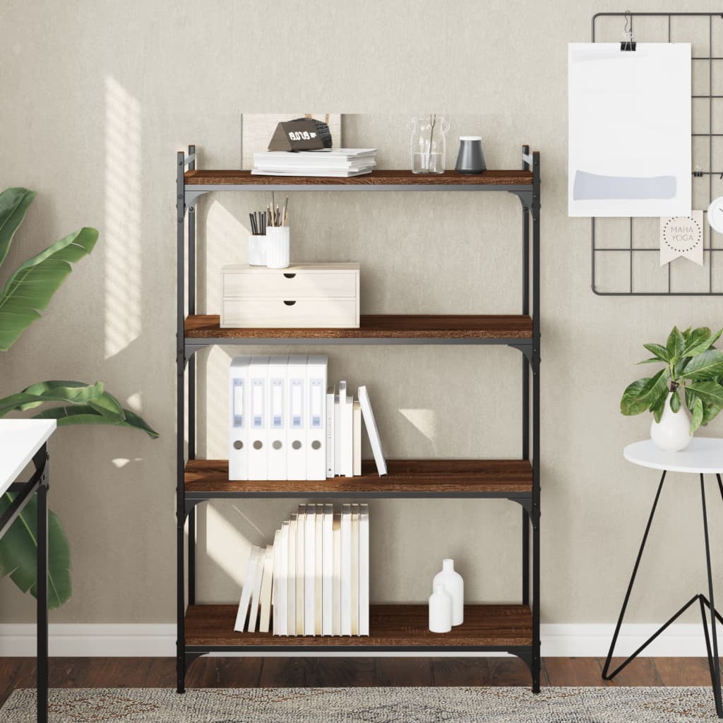 Bücherregal 4 Böden Braun Eiche-Optik 80x30x120cm Holzwerkstoff - Pazzar.ch