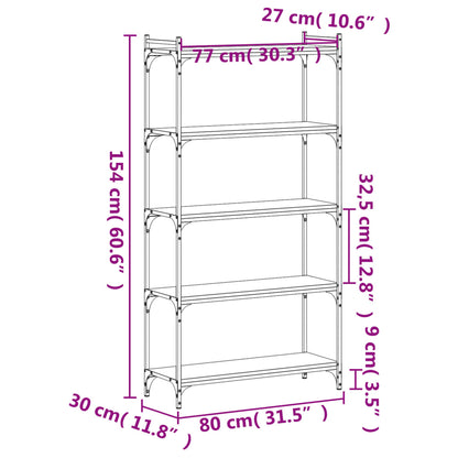 Bücherregal 5 Böden Grau Sonoma 80x30x154 cm Holzwerkstoff - Pazzar.ch