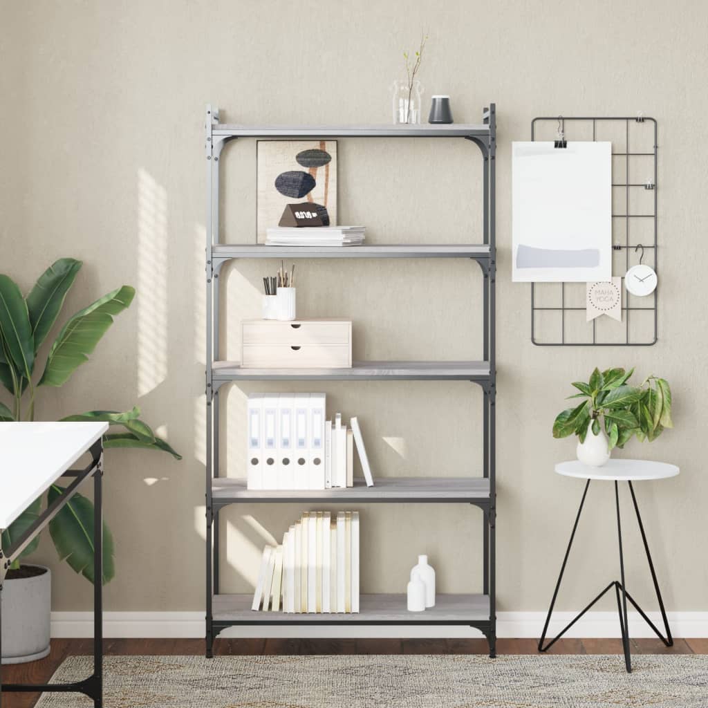 Bücherregal 5 Böden Grau Sonoma 80x30x154 cm Holzwerkstoff - Pazzar.ch