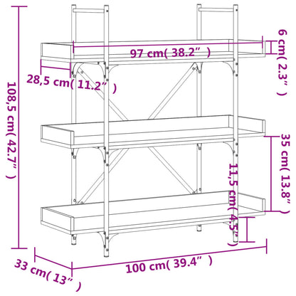 Bücherregal 3 Böden Sonoma-Eiche 100x33x108,5 cm Holzwerkstoff - Pazzar.ch