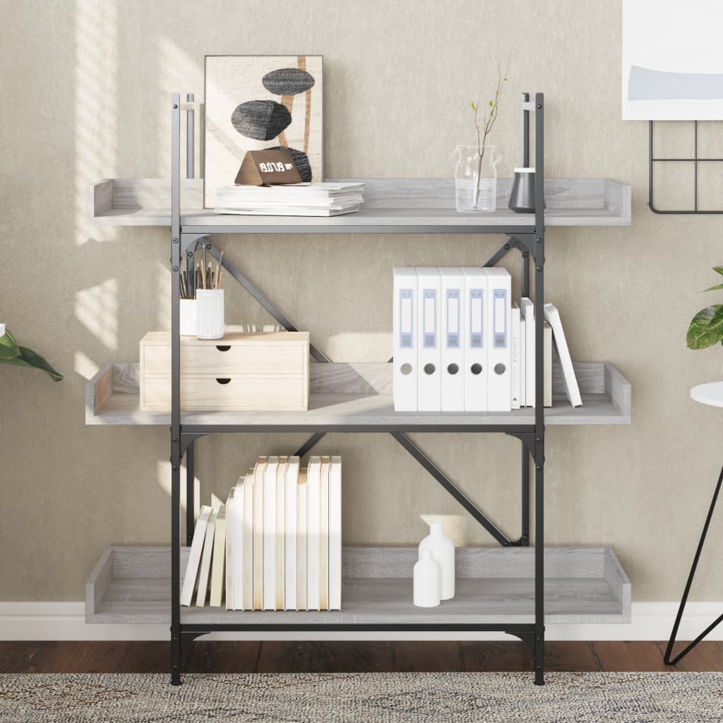 Bücherregal 3 Böden Grau Sonoma 100x33x108,5 cm Holzwerkstoff - Pazzar.ch