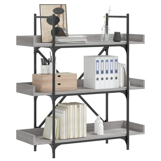 Bücherregal 3 Böden Grau Sonoma 100x33x108,5 cm Holzwerkstoff - Pazzar.ch