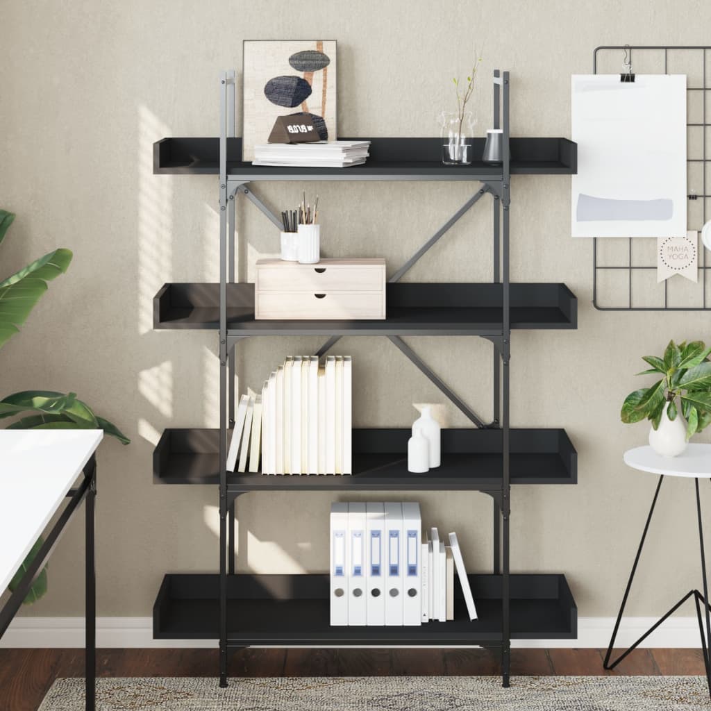 Bücherregal 4 Böden Schwarz 100x33x145,5 cm Holzwerkstoff - Pazzar.ch