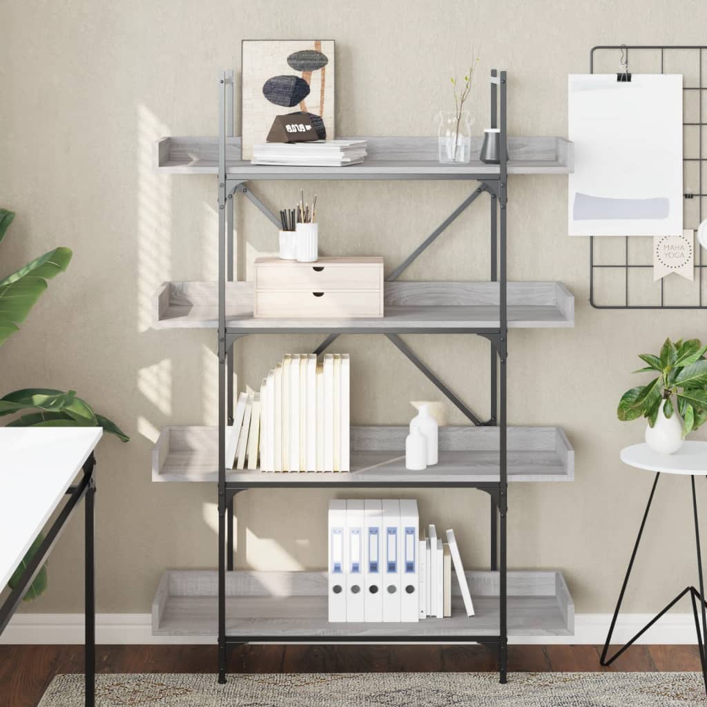 Bücherregal 4 Böden Grau Sonoma 100x33x145,5 cm Holzwerkstoff - Pazzar.ch