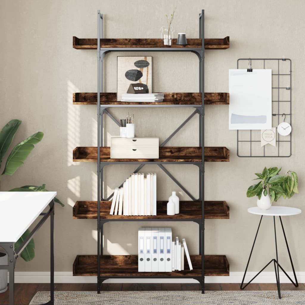 Bücherregal 5 Böden Räuchereiche 100x33x180,5 cm Holzwerkstoff - Pazzar.ch