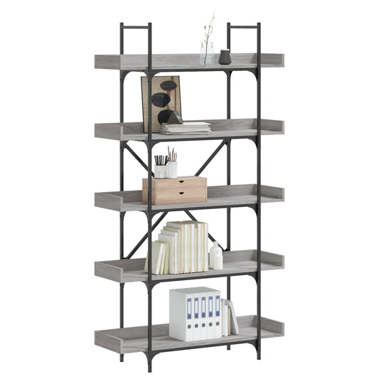 Bücherregal 5 Böden Grau Sonoma 100x33x180,5 cm Holzwerkstoff - Pazzar.ch