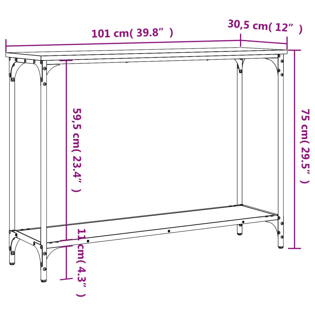 Konsolentisch Sonoma-Eiche 101x30,5x75 cm Holzwerkstoff - Pazzar.ch