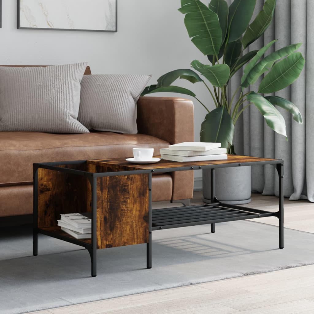 Couchtisch mit Regal Räuchereiche 100x51x40 cm Holzwerkstoff - Pazzar.ch