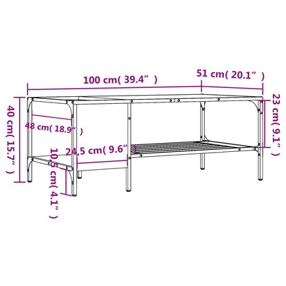 Couchtisch mit Regal Räuchereiche 100x51x40 cm Holzwerkstoff - Pazzar.ch