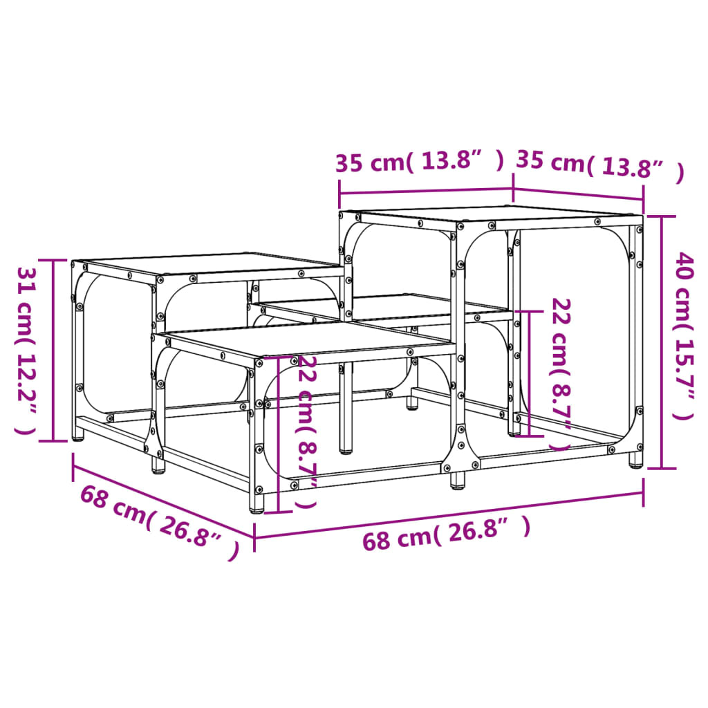 Couchtisch Grau Sonoma 68x68x40 cm Holzwerkstoff - Pazzar.ch