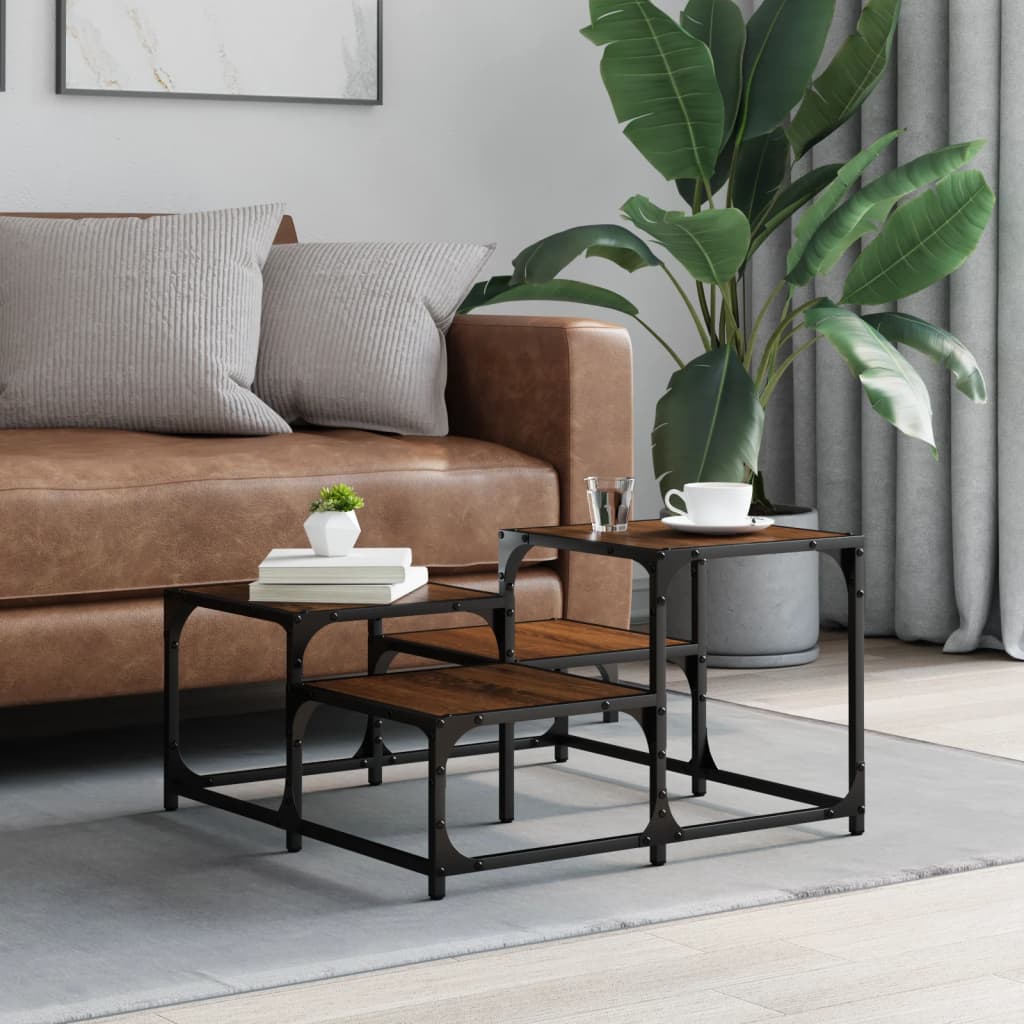 Couchtisch Braun Eichen-Optik 68x68x40 cm Holzwerkstoff - Pazzar.ch